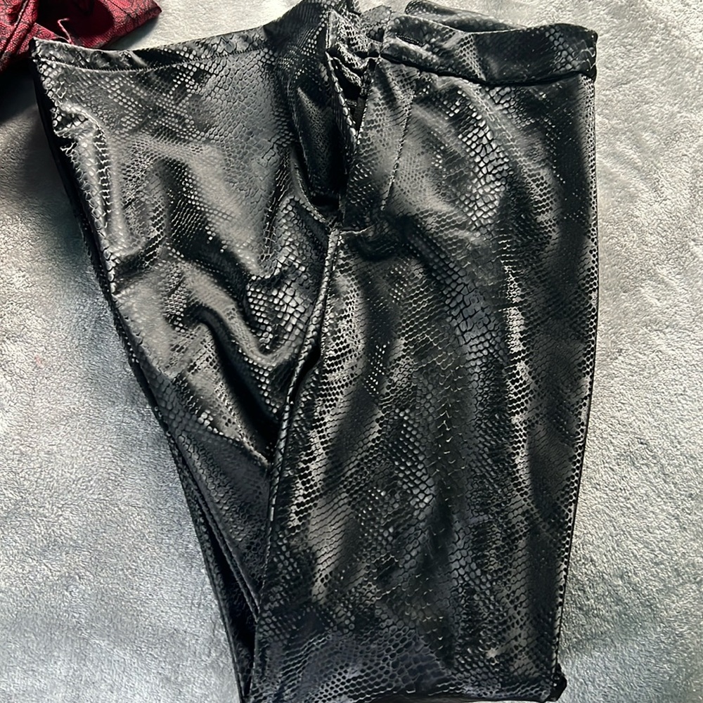Faux snake skin leather pants
